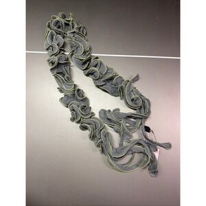 Powder Ruffle Scarf Grey Lime Green Lettuce Edge Viscose Textured Accessory NWT